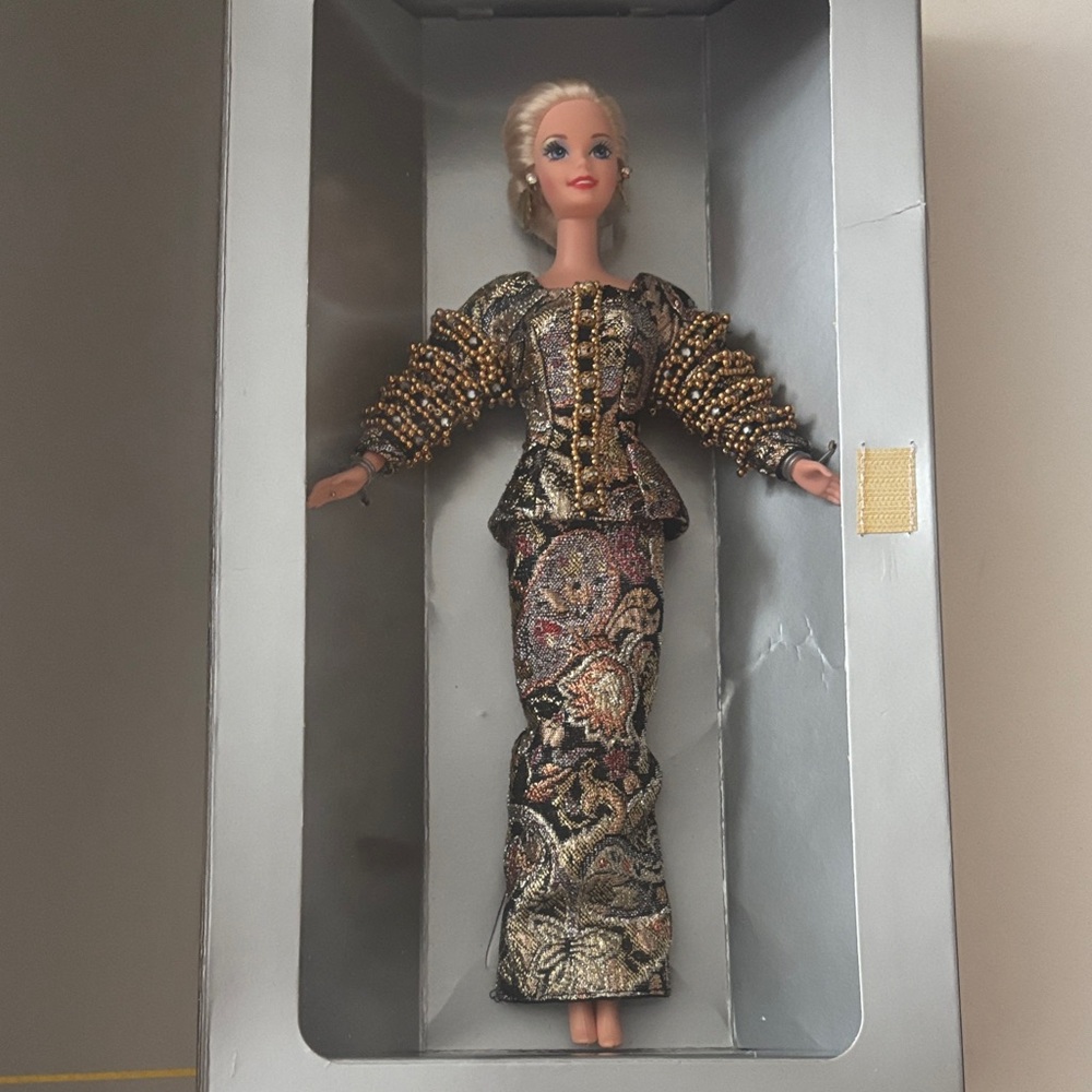 Dior Barbie Collector Box in Pale Gray with Cream and Gold Accents
